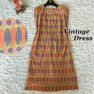 ヴィンテージ(VINTAGE)の50S～60S　レトロ　ワンピース　総プリント　NYNCOジップ(ひざ丈ワンピース)