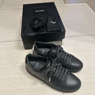 サンローラン(Saint Laurent)のSAINT LAURENT ブラック　スニーカー　紐取替付き　34+(スニーカー)