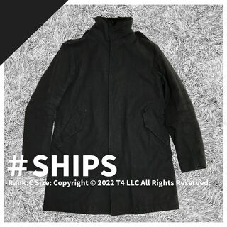 シップスジェットブルー(SHIPS JET BLUE)のSHIPS　コート　黒　秋冬　Mサイズ　日本製　綿100%  ✓1932(ステンカラーコート)