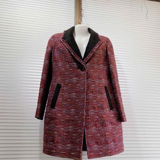 René - 【美品】Rene ツイードロングジャケット TISSUE 38 パープルの René - 【美品】Rene ツイードロングジャケット TISSUE 38 パープルの