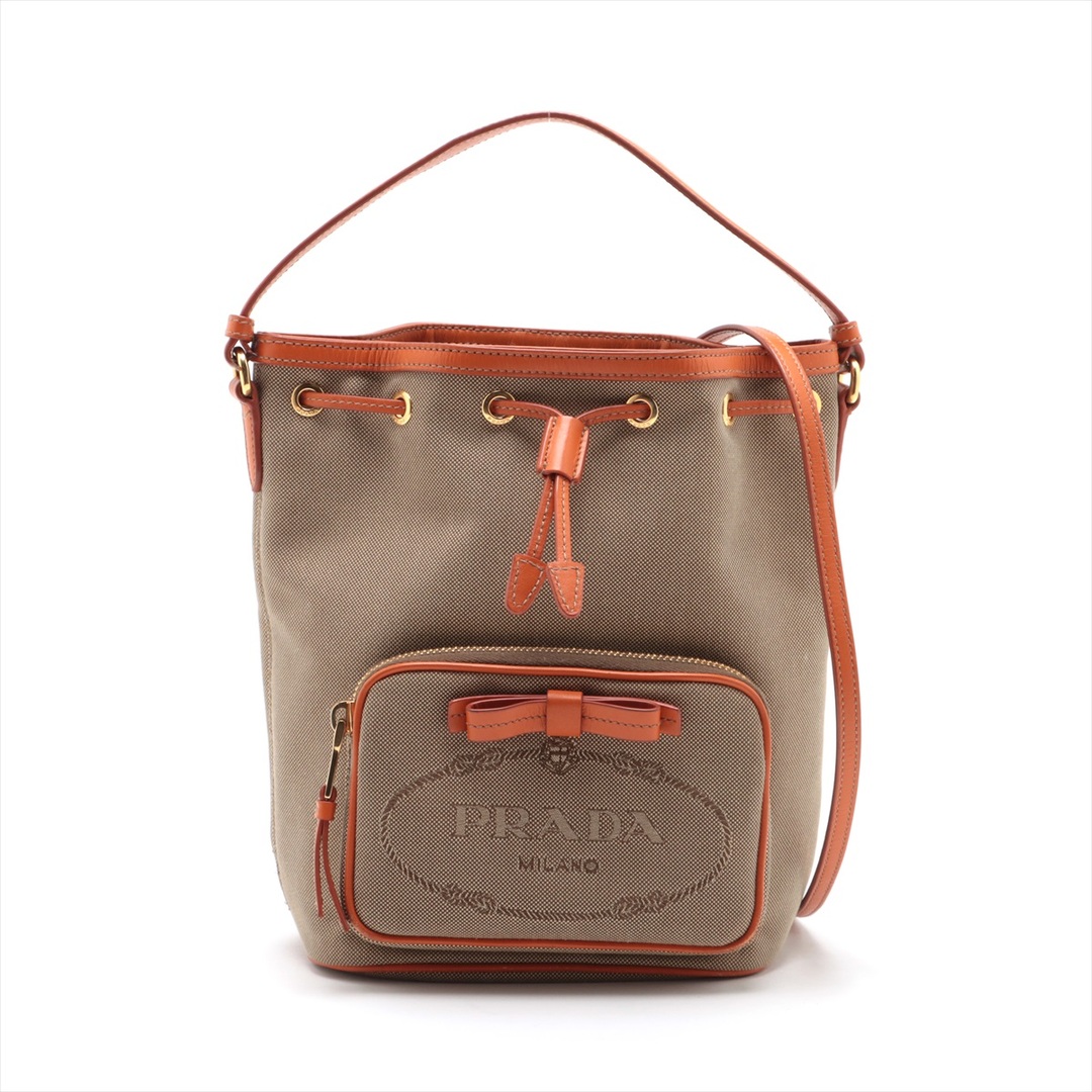 PRADA(プラダ)のプラダ  キャンバス×レザー  オレンジ レディース ショルダーバッグ レディースのバッグ(ショルダーバッグ)の商品写真