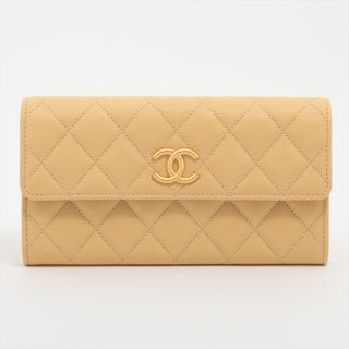 シャネル(CHANEL)のシャネル  キャビアスキン  イエロー レディース 長財布(財布)