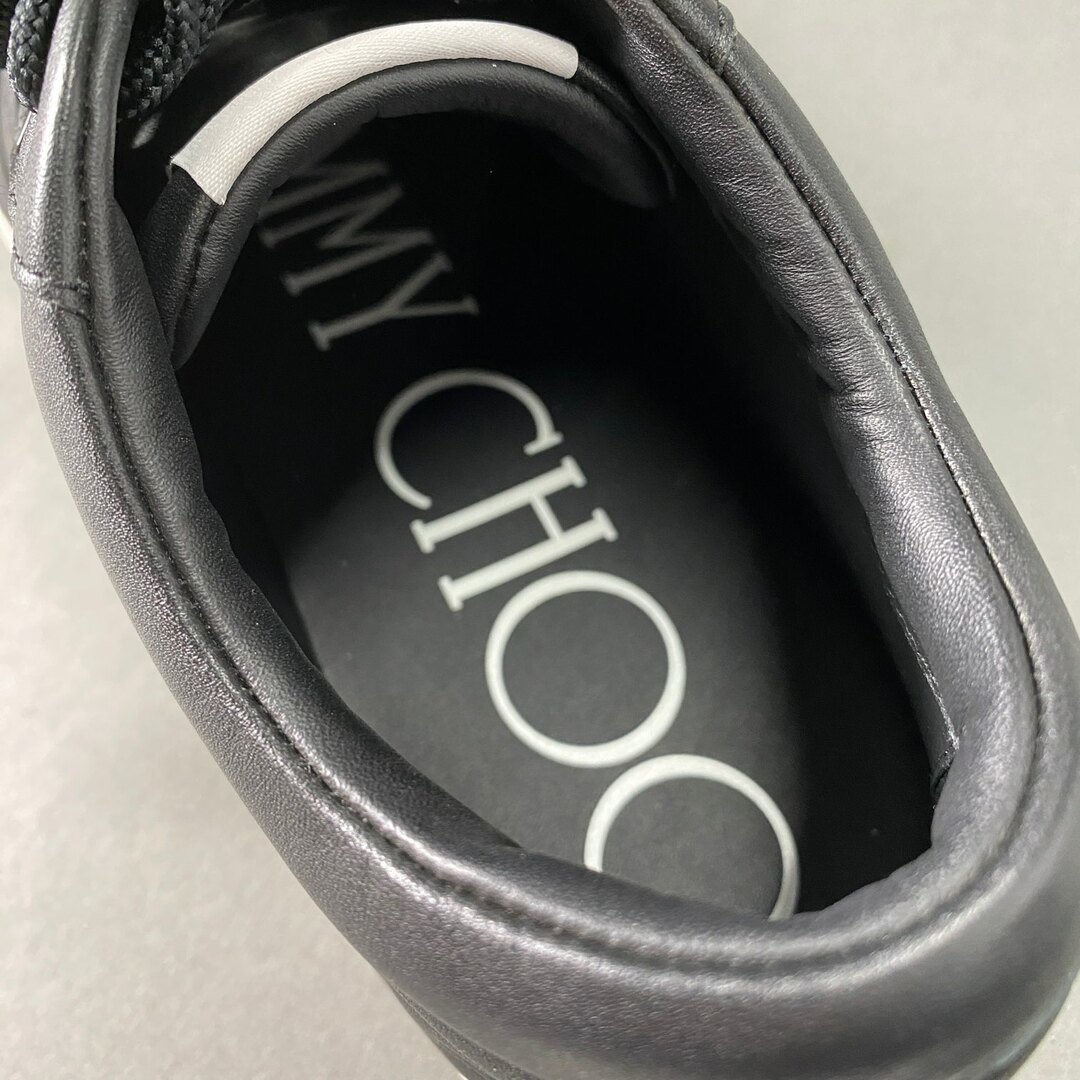 JIMMY CHOO(ジミーチュウ)の1A24 《美品》  JIMMY CHOO ジミーチュウ ローカットスニーカー レースアップ シューズ 靴 スター パンチング HAWAII M TCO 41 1/2 ブラック レザー ソフトカーフ カーフスキン ハワイ メンズの靴/シューズ(スニーカー)の商品写真