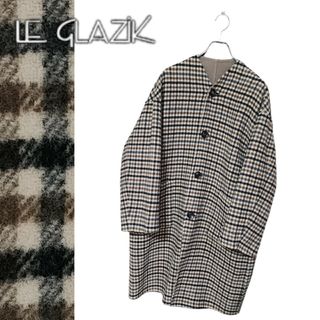 LE GLAZIK - LE GLAZIK ルグラジック チェック柄 リバーシブル ノーカラーコート