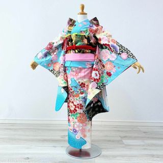 紬 羽織丈82cm 身丈164cm 裄63.5cm 前幅22.5cm 後幅30cm 袖丈49cm 正絹（シルク） レディース 袷仕立 秋冬春用 緑地 裄Mサイズ トールサイズ 未使用品 リサイクル リユースレディース