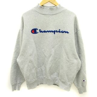 チャンピオン(Champion)のチャンピオントレーナー スウェット 裏起毛 モックネック 長袖 ロゴ グレー M(トレーナー/スウェット)