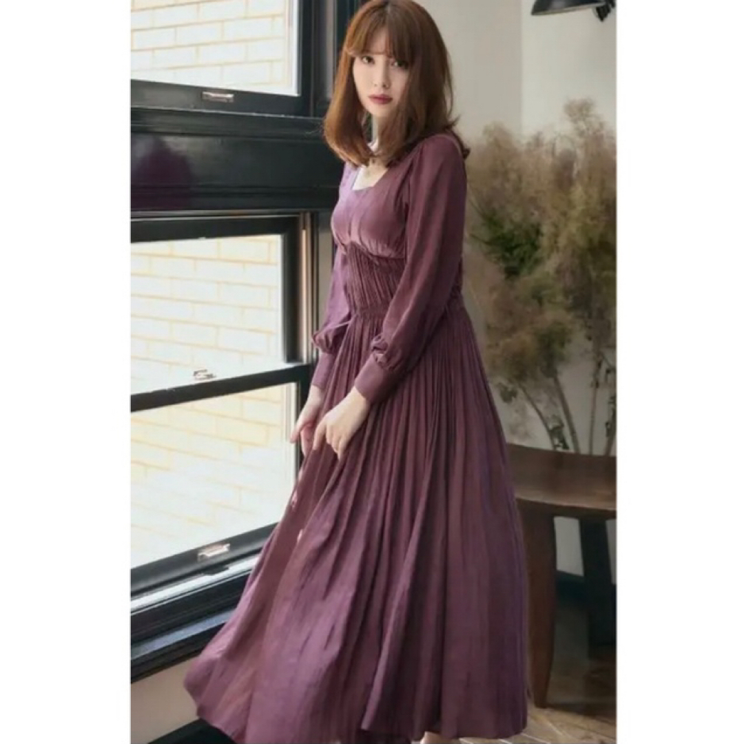 Her lip to＊Side Bow Vintage Twill Dress