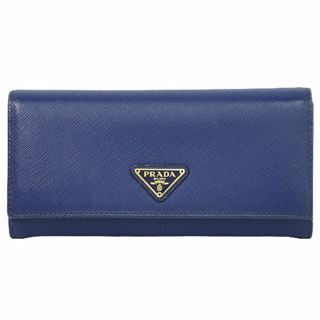 プラダ(PRADA)の本物 プラダ PRADA サフィアーノ レザー 長財布 ロングウォレット ブルー Saffiano 財布 ウォレット 中古(財布)