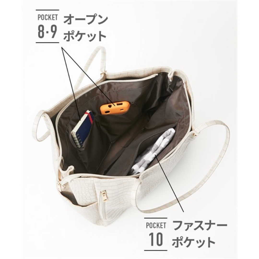 ニッセン(ニッセン)のニッセン 10ポケット型押しトートバッグ レディースのバッグ(トートバッグ)の商品写真