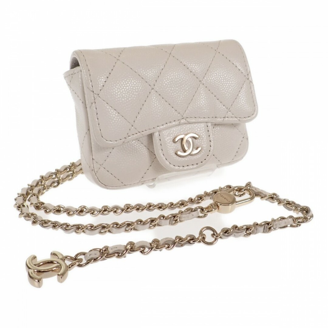 CHANEL(シャネル)の【中古】【Aランク】CHANEL シャネル チェーンベルトバッグ ショルダー ポシェット AP1952 Y33352 10601 キャビアスキン ホワイト レディース【ISEYA】 レディースのバッグ(メッセンジャーバッグ)の商品写真