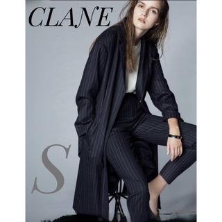 クラネ(CLANE)の【美品】CLANE ストライプ ウール ロングコート グレー S(ロングコート)