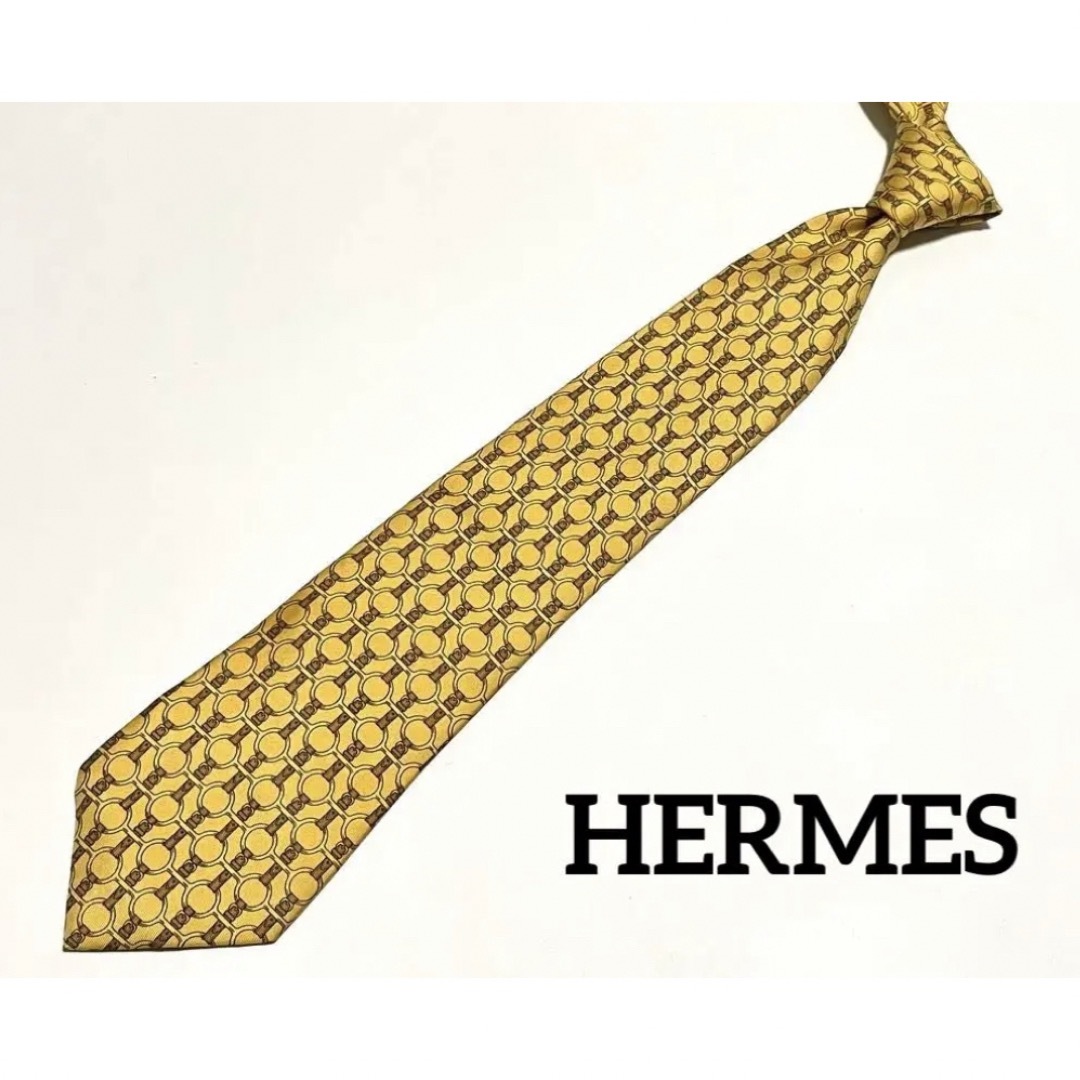 Hermes(エルメス)のHERMES エルメス  ネクタイ シルク100％ イエロー メンズのファッション小物(ネクタイ)の商品写真