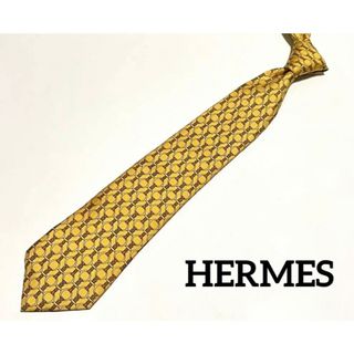 エルメス(Hermes)のHERMES エルメス  ネクタイ シルク100％ イエロー(ネクタイ)