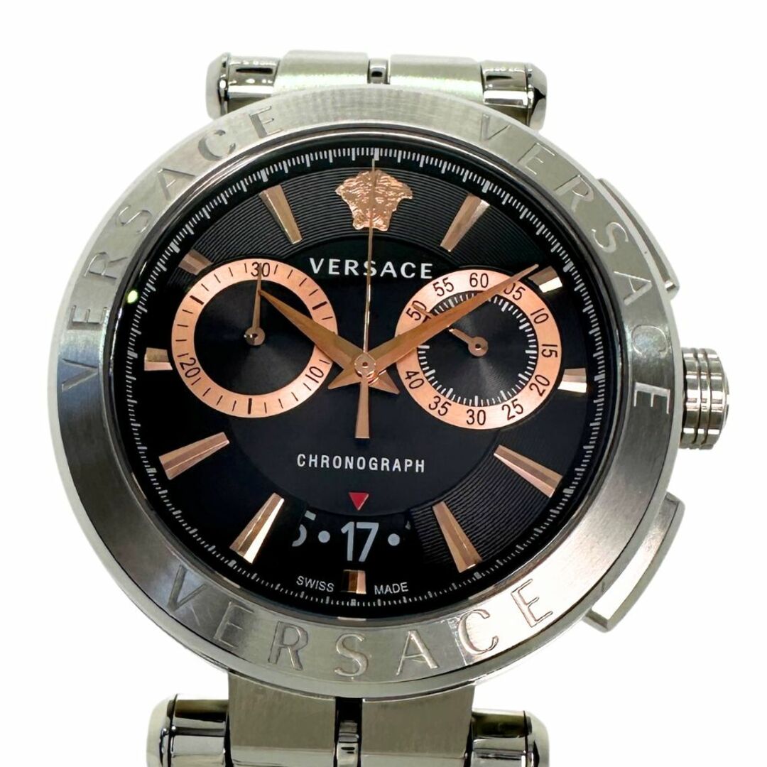 VERSACE(ヴェルサーチ)の【VERSACE】ヴェルサーチ アイオン45 クロノグラフ VE1D ステンレススチール シルバー クオーツ クロノグラフ メンズ 黒文字盤 腕時計 メンズの時計(腕時計(アナログ))の商品写真
