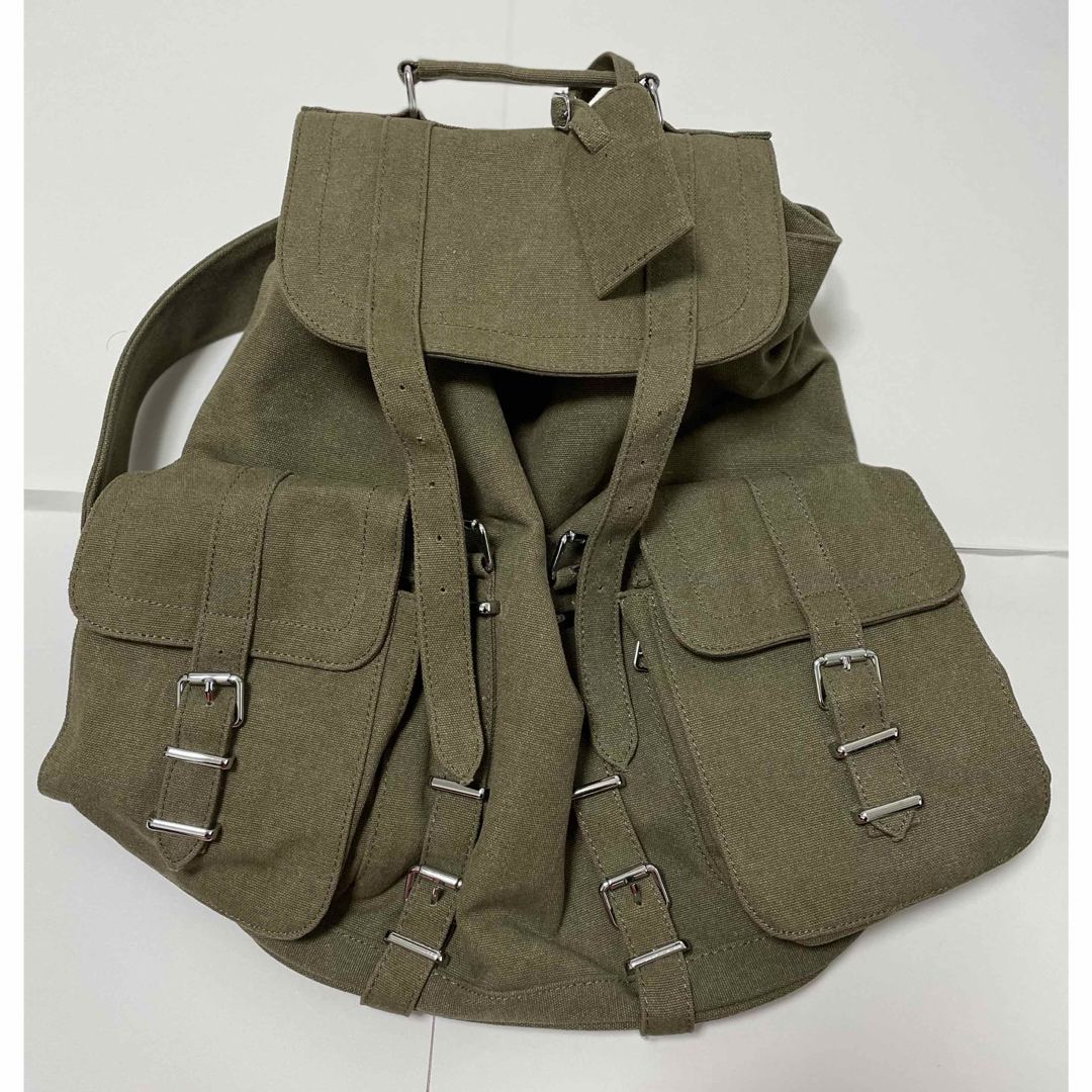 ヴィンテージ加工 オリーブ バックパック リュックサック メンズのバッグ(バッグパック/リュック)の商品写真