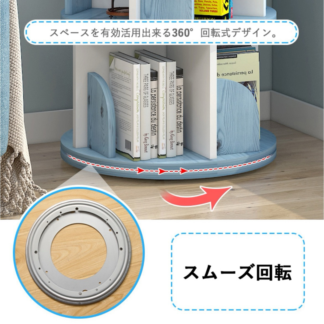 新品 送料無料】回転式本棚 3段 全4色 コミックラック 360°回転 新品 送料無料】回転式本棚 3段 全4色 コミックラック 360°回転