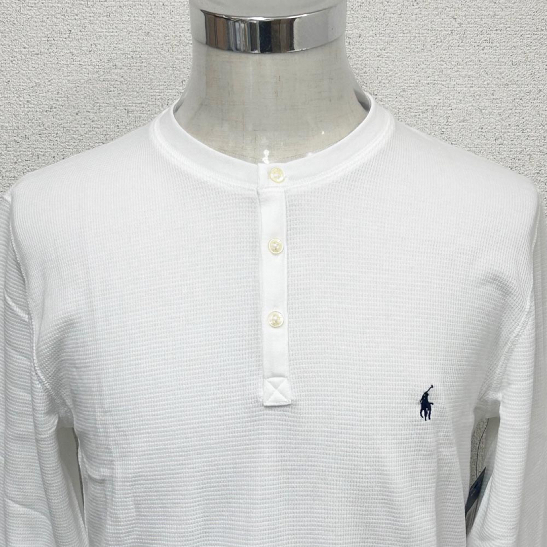 POLO RALPH LAUREN(ポロラルフローレン)の新品 ポロラルフローレン サーマル ロンＴ ヘンリーネック ホワイト XLサイズ メンズのトップス(Tシャツ/カットソー(七分/長袖))の商品写真