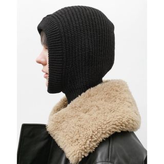 【新品】lemaire hood バラクラバ　ニット　フード　黒　Sサイズ