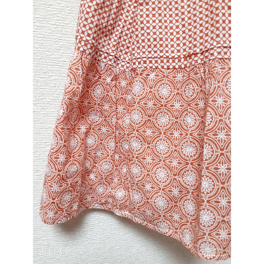 UNIQLO(ユニクロ)のユニクロ♡ロングスカートM　オレンジ🧡ウエストリボン🎀　裾フリル　春夏 レディースのスカート(ロングスカート)の商品写真