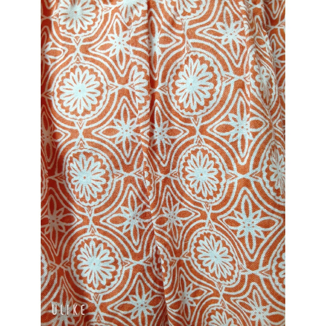 UNIQLO(ユニクロ)のユニクロ♡ロングスカートM　オレンジ🧡ウエストリボン🎀　裾フリル　春夏 レディースのスカート(ロングスカート)の商品写真