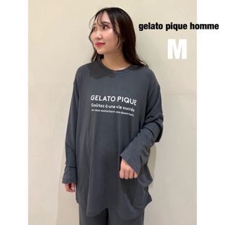 ジェラートピケ(gelato pique)のジェラート ピケ　オム　インレイロゴプルオーバー　メンズ　ダークグレー　M★新品(Tシャツ/カットソー(七分/長袖))