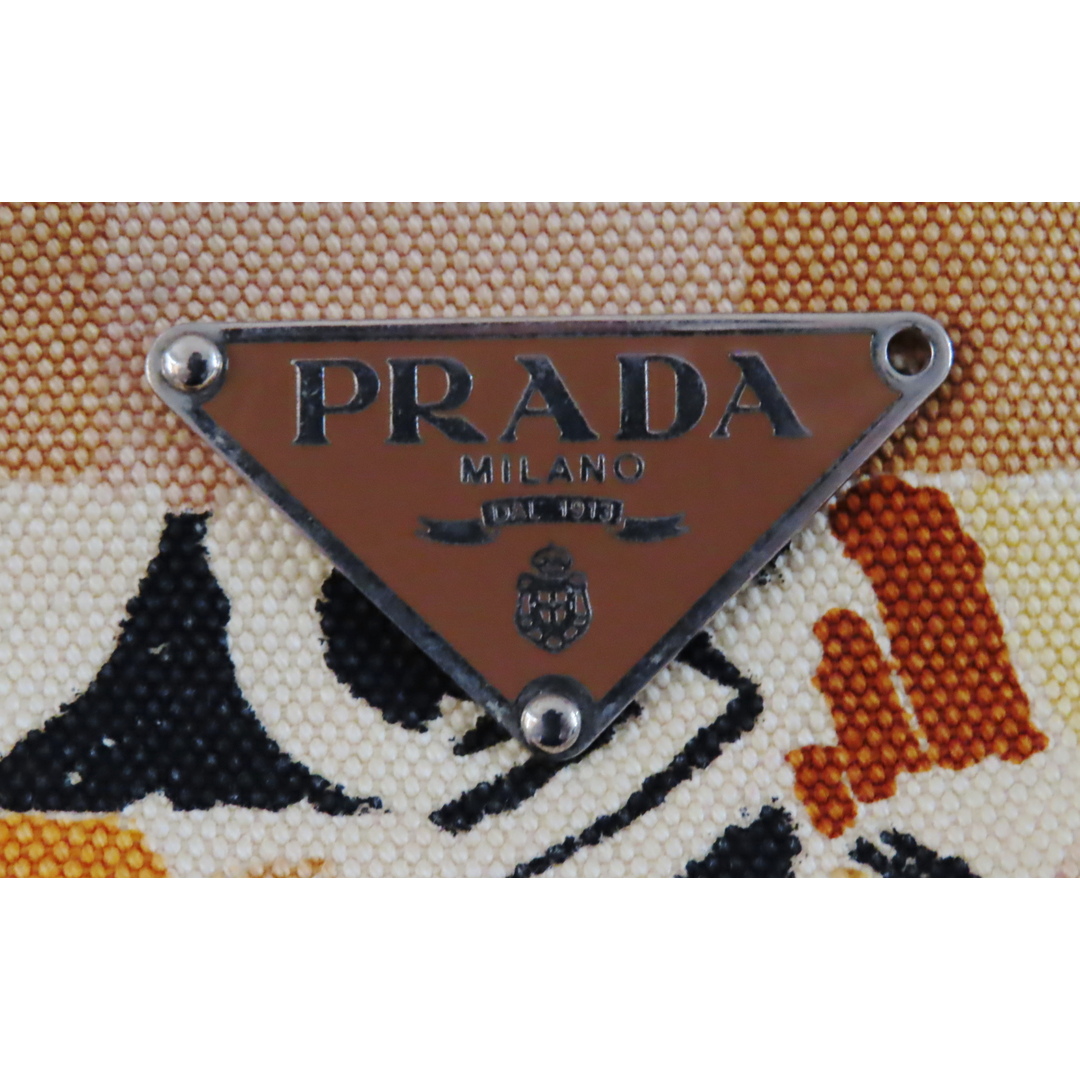 PRADA(プラダ)のS01 希少 PRADA プラダ ベネチアプリント ポーチ付き キャンバス/レザー トートバッグ チャ レディースのバッグ(トートバッグ)の商品写真