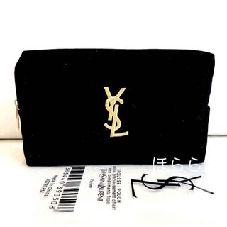 イヴサンローラン(Yves Saint Laurent)のイヴサンローラン ノベルティポーチ YSLロゴ 刺繍 化粧ポーチ コスメ ベロア(ポーチ)