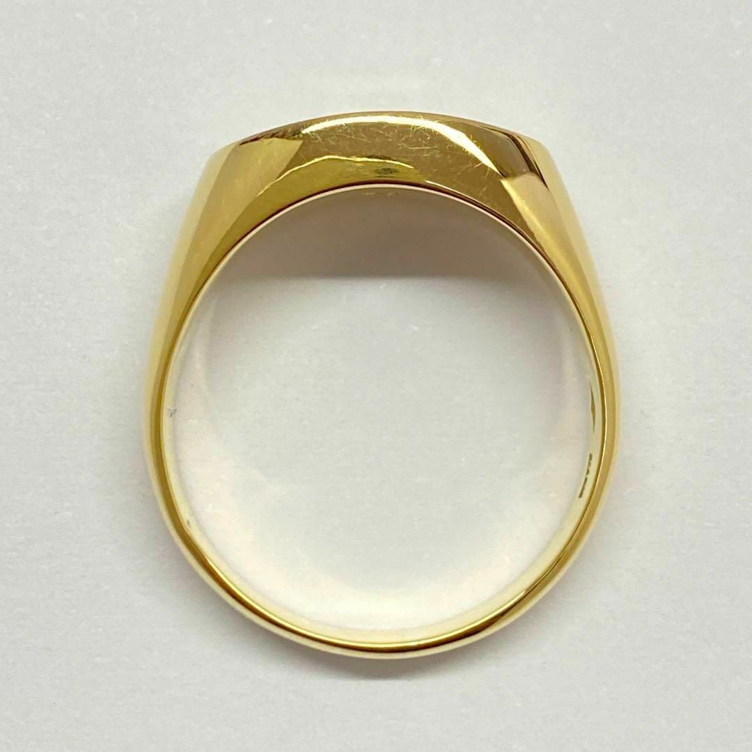 K18　イエローゴールド　天然ダイヤモンドリング　サイズ19号　鑑定書付き　印台 メンズのアクセサリー(リング(指輪))の商品写真
