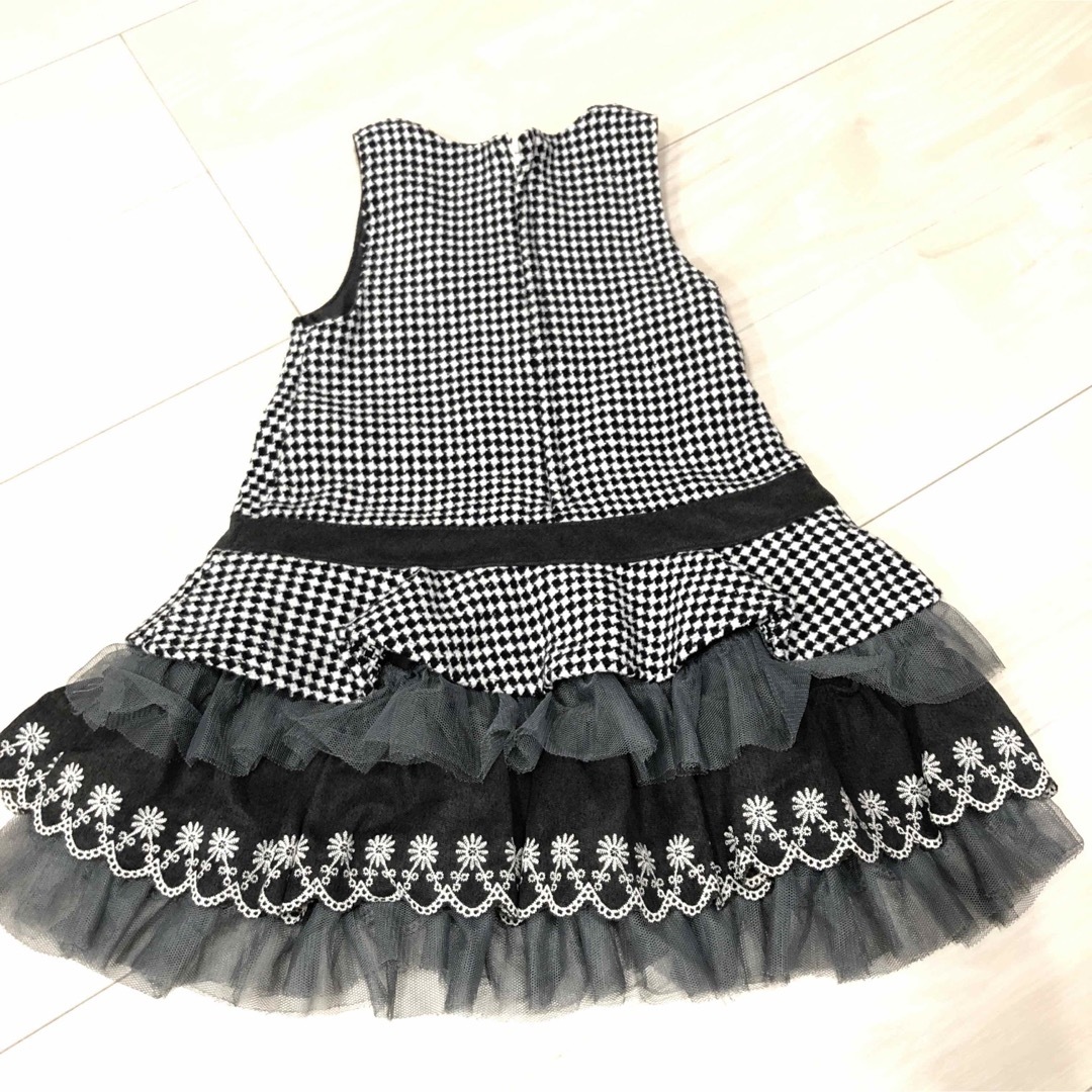 Souris(スーリー)のスーリー　千鳥柄ワンピース  110cm 黒色 キッズ/ベビー/マタニティのキッズ服女の子用(90cm~)(ワンピース)の商品写真