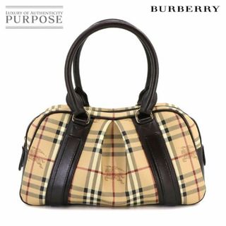 バーバリー(BURBERRY)の新品同様 バーバリー BURBERRY ノバチェック ハンド バッグ PVC レザー ベージュ ブラウン ゴールド 金具 VLP 90221145(ハンドバッグ)