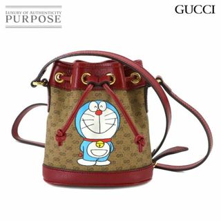 グッチ(Gucci)のグッチ GUCCI ドラえもん ミニ GGスプリーム ミニ バケットバッグ ショルダー バッグ ブラウン レッド 647801 VLP 90221635(ショルダーバッグ)