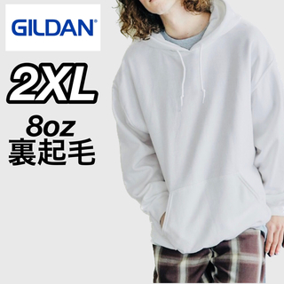 ギルタン(GILDAN)の新品未使用 ギルダン 8oz  無地 プルオーバー パーカー 裏起毛 白 2XL(パーカー)