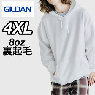 ギルタン(GILDAN)の新品未使用 ギルダン 8oz  無地 プルオーバー パーカー 裏起毛 白 4XL(パーカー)