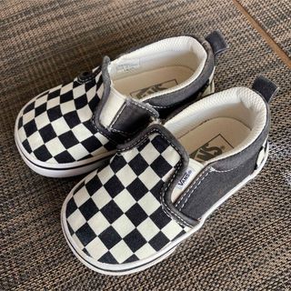 ヴァンズ(VANS)のVANS(ヴァンズ)★14㎝★バンズスリッポン★格子柄★ブラック★中古(スニーカー)