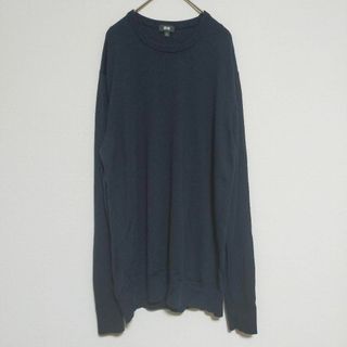 ユニクロ(UNIQLO)のユニクロ エクストラファインメリノウール ニットセーター メンズ ブラック XL(ニット/セーター)