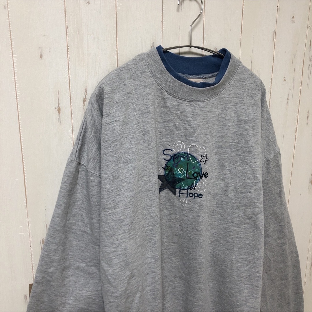 MC Sportswear 刺繍 星 ハート スウェット トレーナー 海外古着 レディースのトップス(トレーナー/スウェット)の商品写真