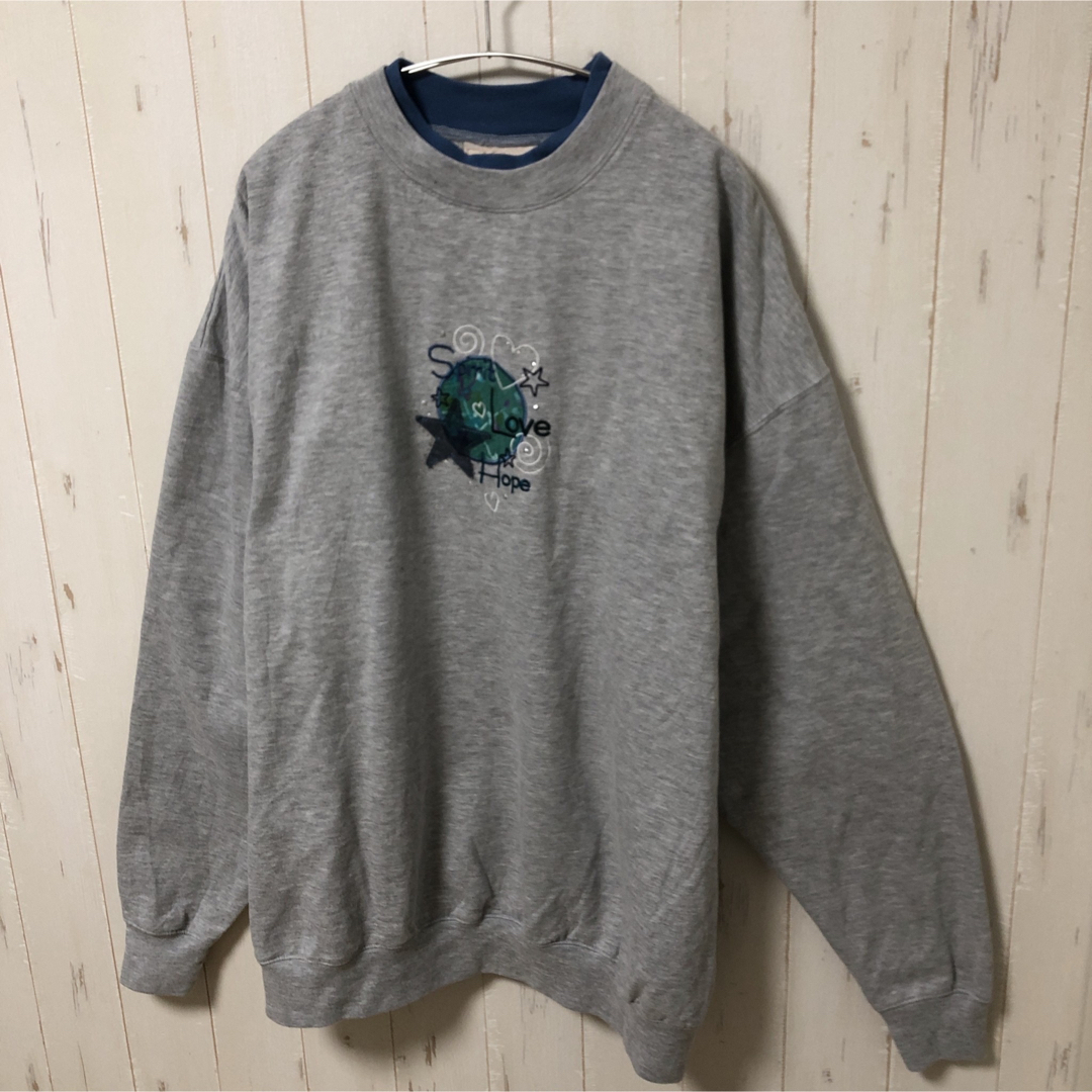 MC Sportswear 刺繍 星 ハート スウェット トレーナー 海外古着 レディースのトップス(トレーナー/スウェット)の商品写真