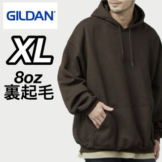 ギルタン(GILDAN)の新品 ギルダン 8oz  無地 プルオーバー パーカー 裏起毛 ブラウン XL(パーカー)