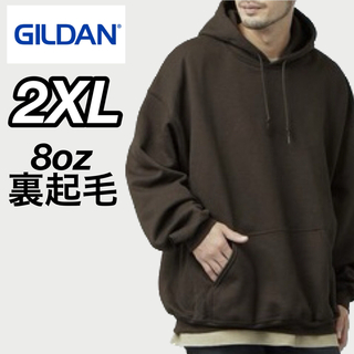 ギルタン(GILDAN)の新品 ギルダン 8oz  無地 プルオーバー パーカー 裏起毛 ブラウン 2XL(パーカー)