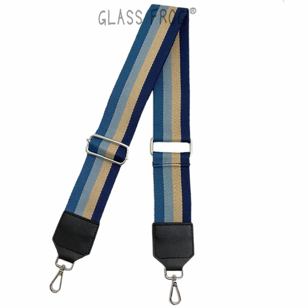 ショルダーベルト　ブルー/金具シルバー　ストライプ　交換用ベルト　幅50mm メンズのバッグ(その他)の商品写真