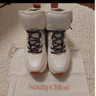 シー・バイ・クロエ／SEE BY CHLOE シューズ スニーカー 靴 ハイカット レディース 女性 女性用レザー 革 本革 ホワイト 白  マルチカラー