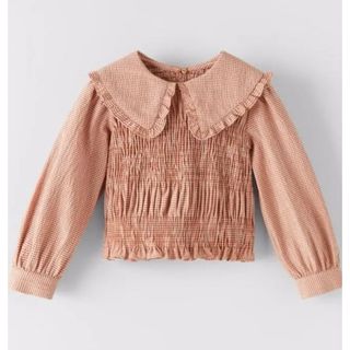 ザラキッズ(ZARA KIDS)のzuzu様専用　ZARA ピーターパンカラーシャーリングブラウス　116㎝(ブラウス)