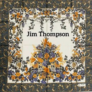 ジムトンプソン(Jim Thompson)の未使用品 ★Jim Thompson★ スカーフ 花柄 シルク ブラウン(バンダナ/スカーフ)