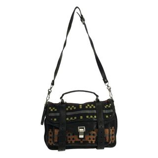 プロエンザスクーラー(Proenza Schouler)の【美品】  Proenza Schouler / プロエンザスクーラー | 2way ショルダー付き 異素材 切替 レザー ハンドバッグ / チャーム付き | ブラック/マルチカラー | レディース(ショルダーバッグ)