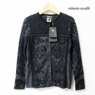 Roberto Cavalli - 未使用 ロベルトカヴァリ 総柄 ラメ スナップボタン 長袖 ニット カーディガン