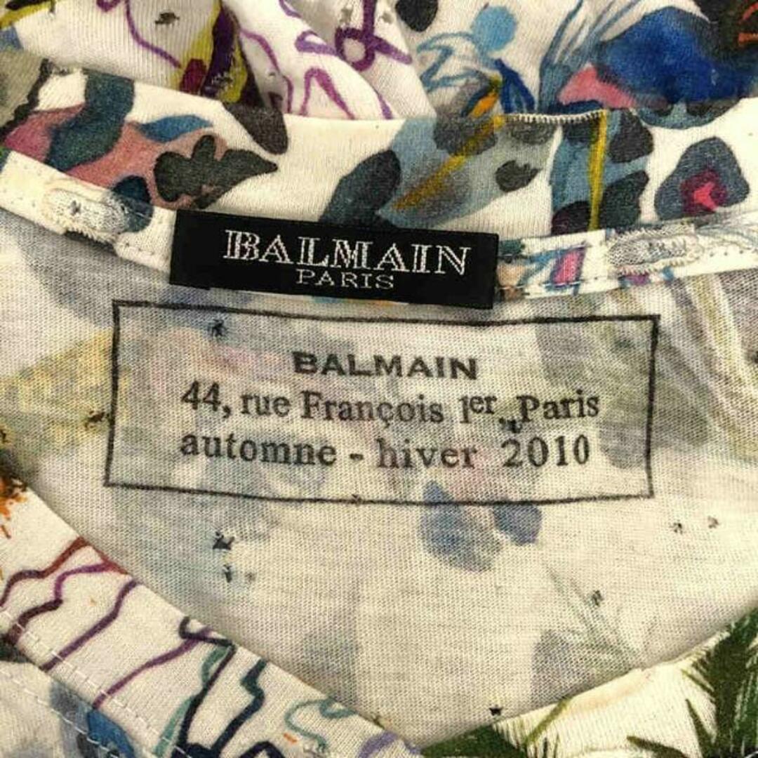 BALMAIN(バルマン)のBALMAIN / バルマン | ダメージ加工 総柄 コットン Tシャツ カットソー | 34 | ホワイト/マルチカラー | レディース レディースのトップス(Tシャツ(半袖/袖なし))の商品写真