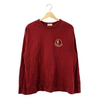 モンクレール(MONCLER)のMONCLER / モンクレール | MAGLIA GIROCOLLO ロゴプリント 刺しゅう ロングスリーブ Tシャツ | S | レッド | メンズ(Tシャツ/カットソー(七分/長袖))