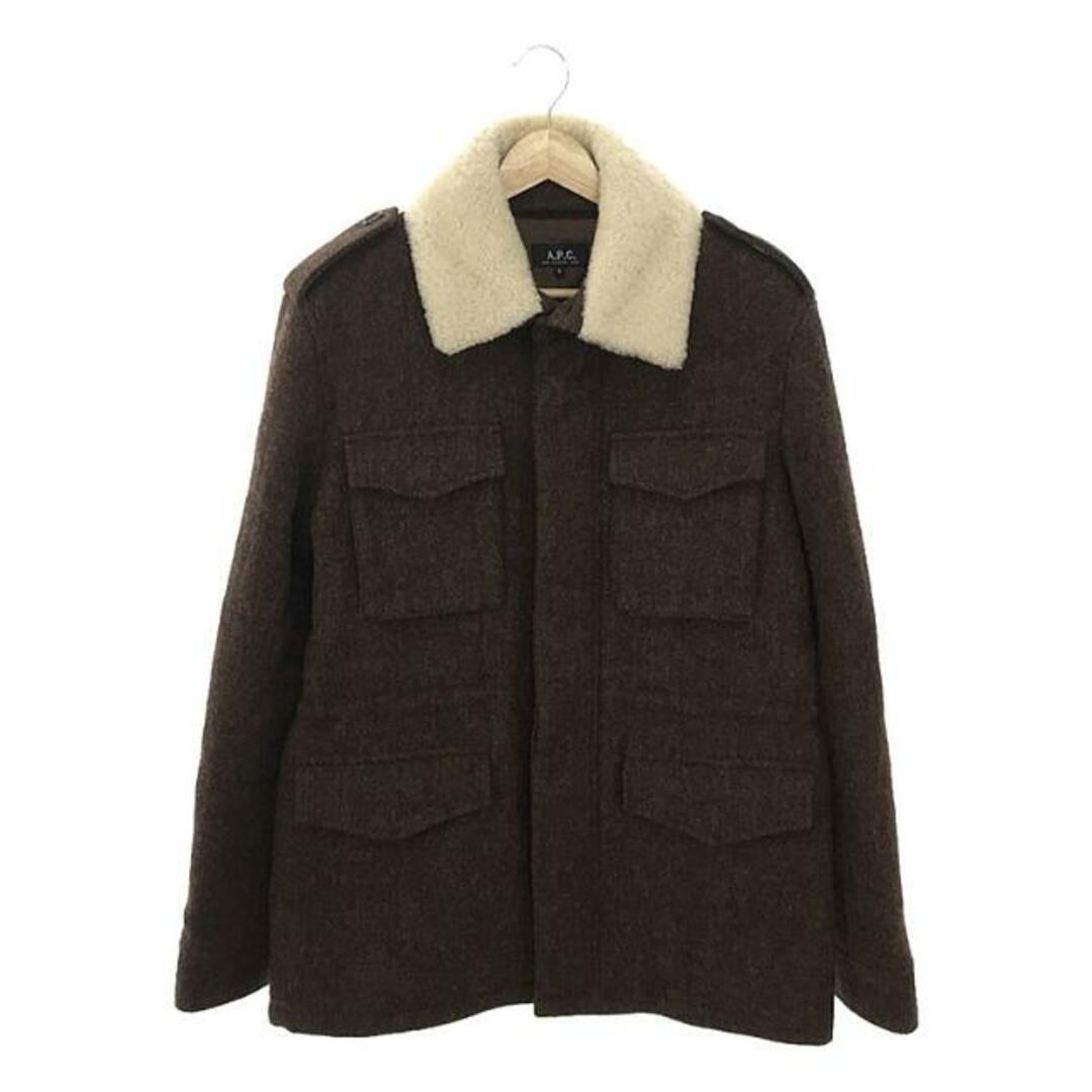 A.P.C(アーペーセー)のA.P.C. / アーペーセー | ハリスツイード 襟ボア ウール カバーオール ジャケット | S | ブラウン | メンズ メンズのジャケット/アウター(その他)の商品写真