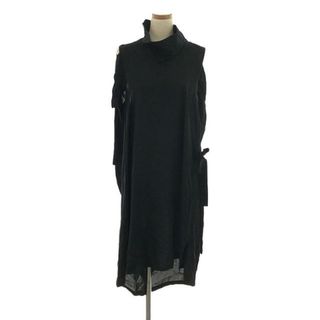 アンドゥムルメステール(Ann Demeulemeester)のANN DEMEULEMEESTER / アンドゥムルメステール | デザインネック ノースリーブワンピース | 34 | ブラック | レディース(ロングワンピース/マキシワンピース)