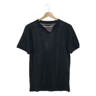 ジョルジオアルマーニ(Giorgio Armani)のGIORGIO ARMANI / ジョルジオアルマーニ | キーネック ストレッチ カットソー Tシャツ | 46 | ブラック/パープル | メンズ(Tシャツ/カットソー(半袖/袖なし))